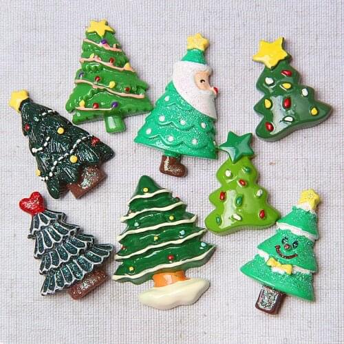 10pcs Christmas Tree Decoration Crafts Flatback Resin Cabochon DIY Embellishments For Scrapbooking Accessories