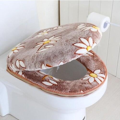 2Pcs/set Winter Thicken Toilet Seat Two-piece Set Adult Toilet Seat Toilet Seat Warmer Toilet Seat Cover Cover Suit