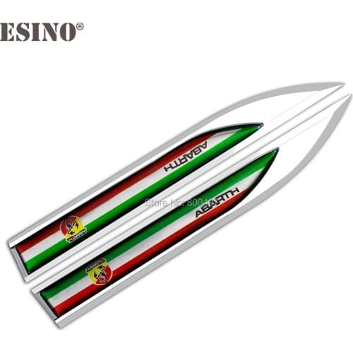 20 x Car Styling 3D Body Fender Side Metal Chrome Zinc Alloy Knife Side Emblems Badges Car Accessories For Abarth 500 Punto