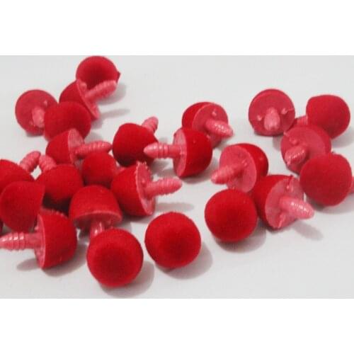 50pcs/lot 14/16/20/25/30/35/40/45mm red color flocking mushroom shape toy nose + soft washer for diy doll findings--size option