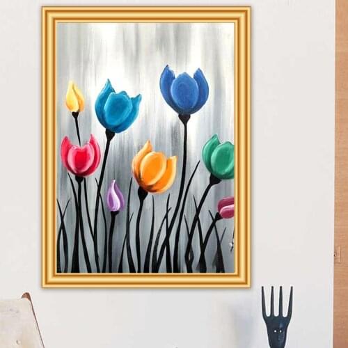 5D Diamond Painting Color Flower DIY Cross Stitch Kit Full Diamond Embroidery Mosaic Art Picture Of Rhinestones Decor Gift