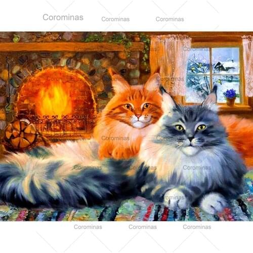 5D Diamond Painting Cross Stitch Cat and Closet New Arrival Diamond Mosaic Rhinestone Animal Embroidery Handmade Home Decoration