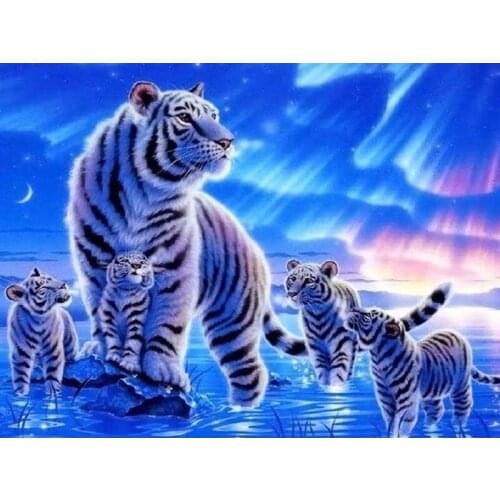 Diamond Painting Full Round Drill Embroidery Art Animal Picture Tiger Mosaic Cross Stitch Kits Paiting Decorations