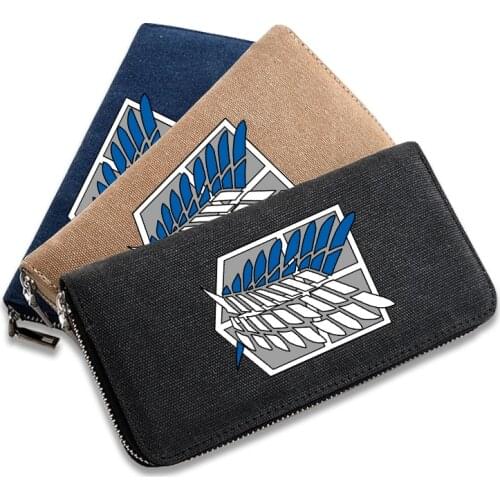Anime Attack on Titan COSPLAY Anime Canvas Men and Women Large Capacity Multi-card Student Zipper Fashion Wallet