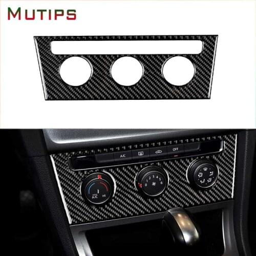 Mutips Carbon Fiber Car Air Conditioner Control Rotary Button Cover Trim Frame Auto For VW Golf 7 Volkswagen gti mk7 2013-2017
