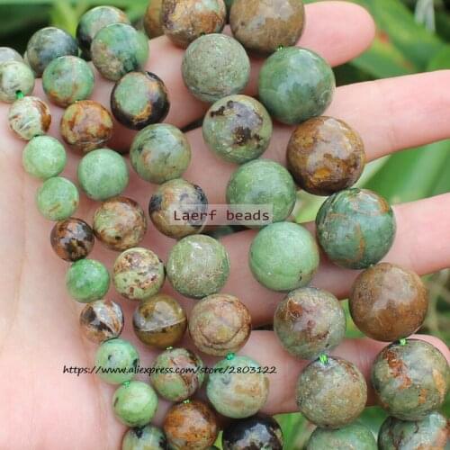 Natural Chrysoprase Gem Mineral Beads Green Opal Round Loose Beads For Jewelry Making DIY Bracelet Accessories 6-14mm