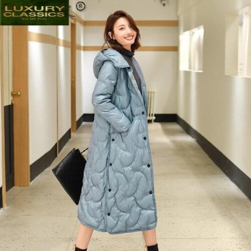 Long Womens Winter Down Jacket 90% White Duck Down Jackets Korean Coat Female Hooded Parkas Woman 2021 Abrigo Mujer LW