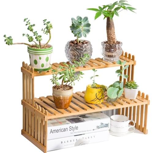 Home Desktop Succulent Flower Shelf Living Room Solid Wood Flower Box Rack Railing Multi-layer Table Small Flower Rack