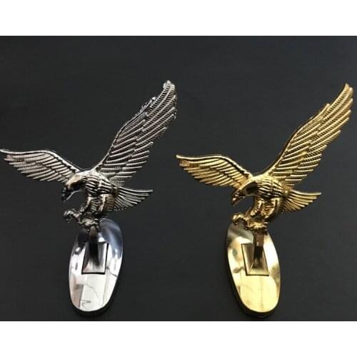 1piece Car front hood bonnet badge with Flying Eagle logo Silver/Gold colors universal fit for all car DIY styling Decoration