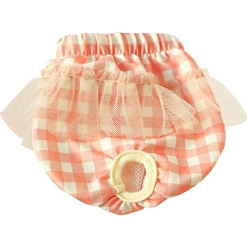 Pet Physiological Pants Diaper Pants Female Dogs Cat Cotton Chiffon Plaid Undearwear Puppy Kitten Sanitary Accessories