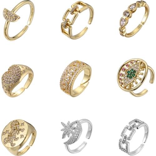HECHENG,Fashion Women‘s Open Size Ring,Star and Moon ,Snake,Lion,Geometric CZ Jewelry,Wholesale Dropshipping