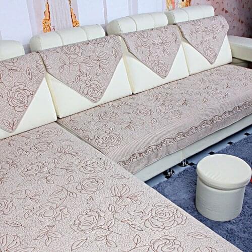 Cotton Non-slip Sofa Cushion Fabric Cushion Four Seasons Sofa Towel Double-sided Embroidery Bay Window Cushion Garden Pillowcase