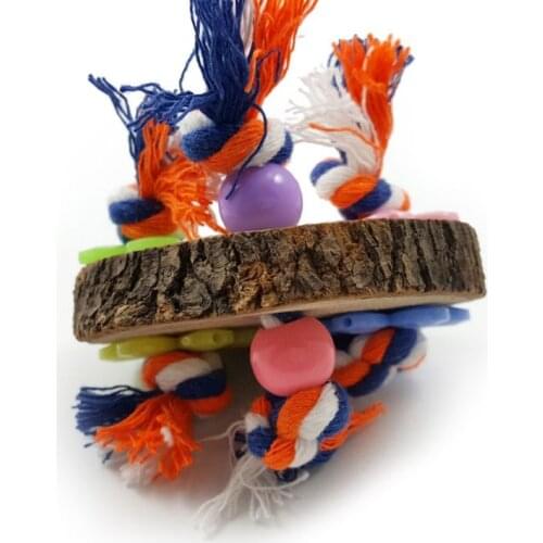 Small and Medium Parrot Stand Toy Wooden Platform Bite Chew Colorful Toys