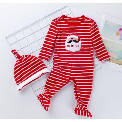 Halloween Newborn Baby Girls Rompers Two Piece Set Pumpkin Pattern Stripe Print Chirdren Clothing With Lovely Hat