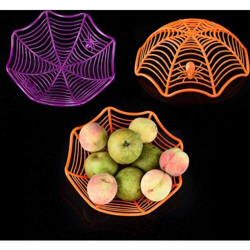 Creative Eco-friendly Plastic Spider Web Pattern Biscuit Fruits Candy Plate Basket Bowl Halloween Party Decor Фруктовый лоток