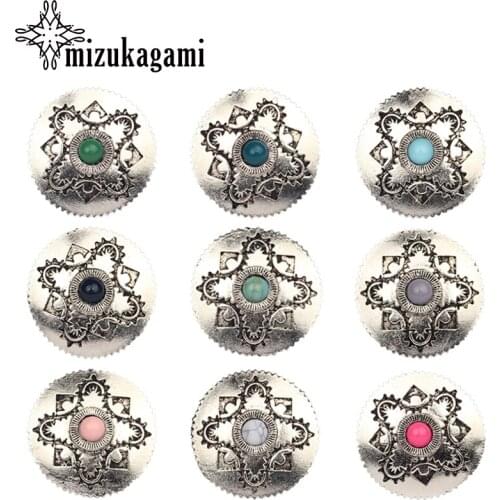 3pcs/lot 29MM Silver Retro Zinc Alloy Round Double Hole Connector Decorative Buttons Charms Pendants For DIY Jewelry Accessories