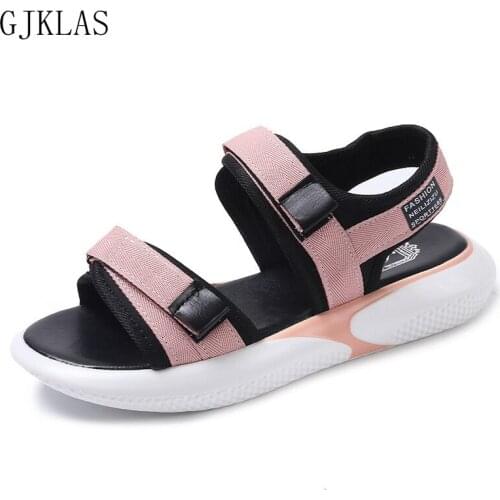 Summer Girls Shoes Big Size Weightlight Fashion Cheap Sandals Flats Casual Womens Shoes Pink Black Shoes Gladiator Flat Sandals