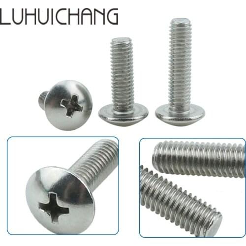 Luchang 20pcs M3 M4 Crosss recessed mushroom screws 304 stainless steel Truss screw phillips screws M3/M4/*16/18/20/25/30