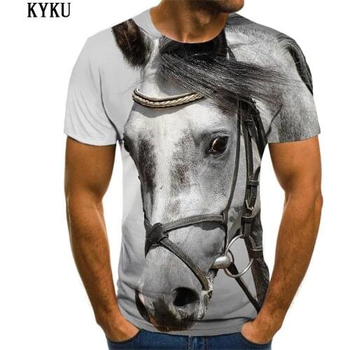 KYKU Brand Animal T-shirt Men Horse T-shirts 3d Retro Shirt Print Mens Clothing T shirts Fashion Slim Tops