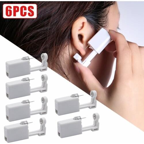 6Pcs/Set Ear Piercing Kit Asepsis Disposable Healthy Safety Earring Piercer Tool Machine Kit Studs Fashion Body Jewelry