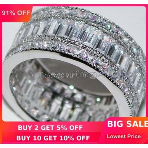 Choucong Full Princess cut Stone 5A Zircon stone 10KT White Gold Filled Engagement Wedding Band Ring Set Sz 5-11 Gift