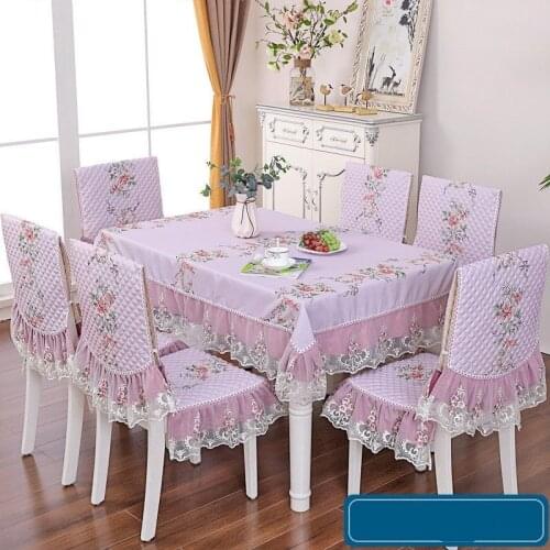 Retro Jacquard Tablecloth Set Lace Chair Cover Dining Chair Cushion Rectangular Table Cloth Home Wedding Decor Simple Table Mat