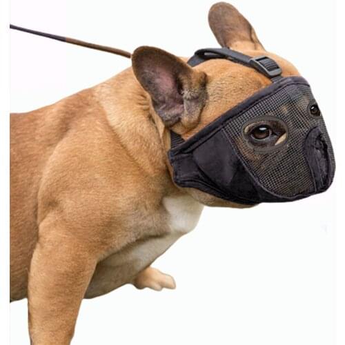 Short Snout Dog Muzzles Adjustable Breathable Bulldog Muzzle Protection Dog Mask Bulldog Accessories Breathable Chewing Barking