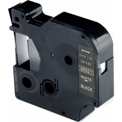 New D1 Tape Cartridge 45021 White/Black 12mmx7m for DYMO Label Manager Printers 2mmx7m
