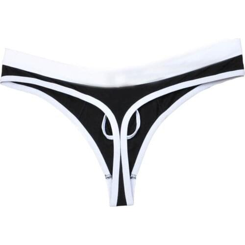 Charming Sexy Penis Hole Design Bkini Thong Mens G-Strings Fashion Patchwork Elastic Covered Edge Male Thong Underwear
