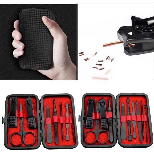Travel Home Manicure Stainless Nail Clippers Tool Set with Case 10Pcs Toe Nail Cutter Cuticle Clippers Kit Manicure Tools