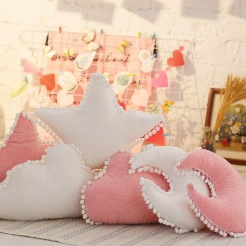 Nordic Style Plush Pillow Stuffed Soft Star Throw Pillow Moon Cushion Baby Kids Pillow Sofa Home Decor Girls Pillow &Cushion