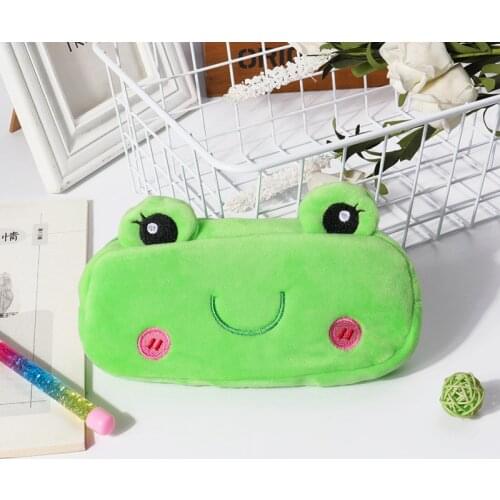 Plush Animal Pencil case Cartoon Panda Bear Frog Rabbit Pen Bag Box for Kids Gift Cosmetic Stationery Pouch School Supplies NEW