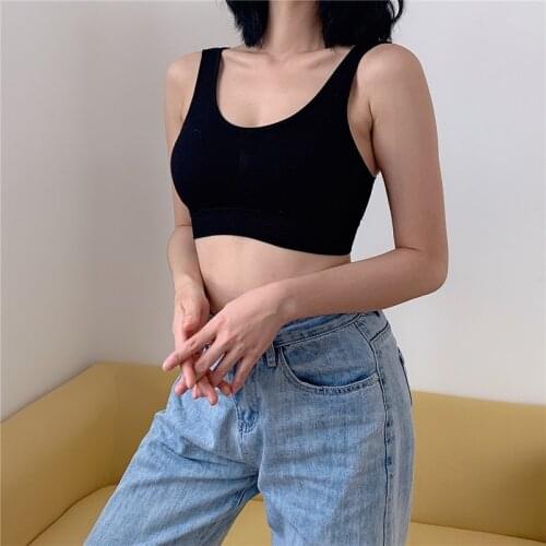 Women Tank Crop Tops Seamless Underwear Female Streetwear Camis Sports Lingerie Sexy Cropped Top Tee Padded Camisole Femme