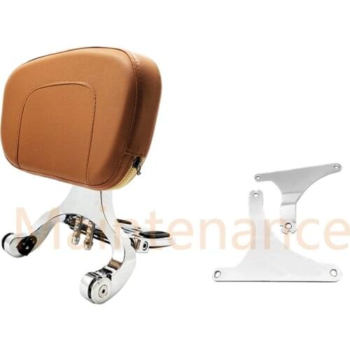 Motorcycle Multi-Purpose Driver Passenger Backrest with Folding Luggage Rack Brown For Harley Models Fat Boy 2008-2017