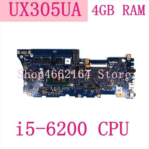 UX305UA With i5-6200 CPU 4GB RAM mainboard For ASUS UX305U UX305UA laptop motherboard 90NB0AB0-R00011 Tested Free shipping