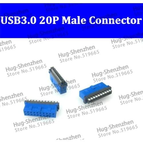 High quality 20pcs USB 3.0 19P 20P 19 pin 20 pin plug male connector female socket for DIY USB3.0 cable