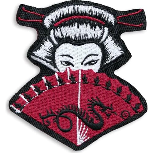 Japanese Geisha Embroidery High Quality Patches Sewing Glue Back Retro Art Patches for Clothing Jackets DIY Free Shipping