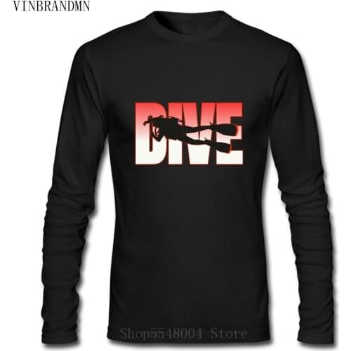 Funny Scuba Diver T-Shirt Deep Sea Diver Scuba Diving Logo Tshirts Men Novelty Diving Brand Chothing Cotton Long Sleeve T Shirts