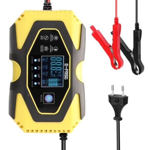 12V6A/24V3A Intelligent Car Motorcycle Battery Charger For Auto Moto Lead Acid AGM Gel VRLA Smart Charging Digital LCD Display