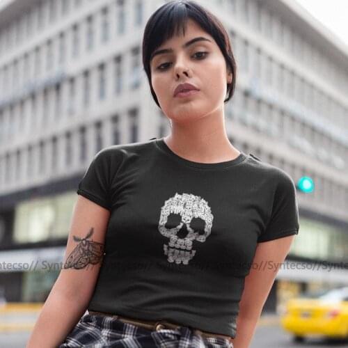Kitten T-Shirt Skulls Are For Pussies T Shirt Street Fashion Short-Sleeve Women tshirt O Neck Pattern Kawaii Ladies Tee Shirt