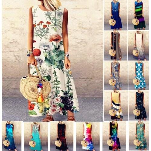 Women 2021 Loose Floral Boho Vintage Ruffles Befree Maxi Dress Large Big Summer Elegant Party Beach Dresses Plus Sizes