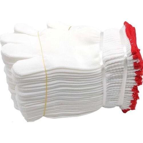 12/24pcs Thin Nylon Labor Gloves Knitted Outdoor Garden Work Wear-resistant Non-slip Protective Gloves In Stock