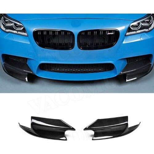 2Pcs / Set Front Bumper Splitters Lip Flaps Cupwings Aprons for BMW 5 Series F10 M5 Bumper 2011 - 2017 Carbon Fiber / FRP
