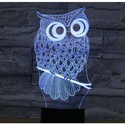 33D LED Night Lights Owl with 7 Colors Light for Home Decoration Lamp Amazing Visualization Optical Illusion Awesome