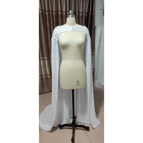 White Chiffon Cloak bridal bolero wedding cape bolero women wrap custom size