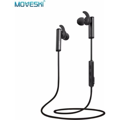Moveski D300L Wireless Sports Earphones Built-in Mic Bluetooth 4.2 Earbuds Headsets Secure Fit for Sports Gym Running Workout