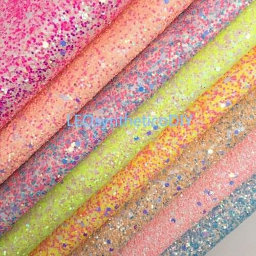 1PC 21X29CM Glitter Fabirc, Chunky Glitter Leather, Mixed Colors Glitter Leather Sheets For Making Bows LEOsyntheticoDIY T475