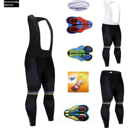6XL Mens Black Culotte Cycling Bib Pants Long Sleeve Winter 20D Gel Pad Bike Bib Tights Mtb Ropa Ciclismo Moisture Wicking Pants