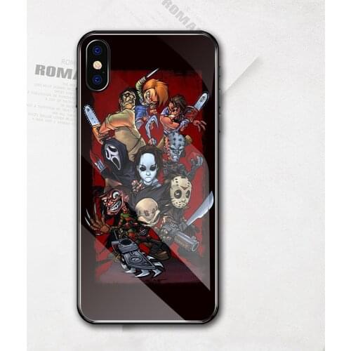 For iphone 7 plus case horro collection tempered glass case cover for iphone x xr xs max 11 pro max 6 6s 7 8 plus DIY case