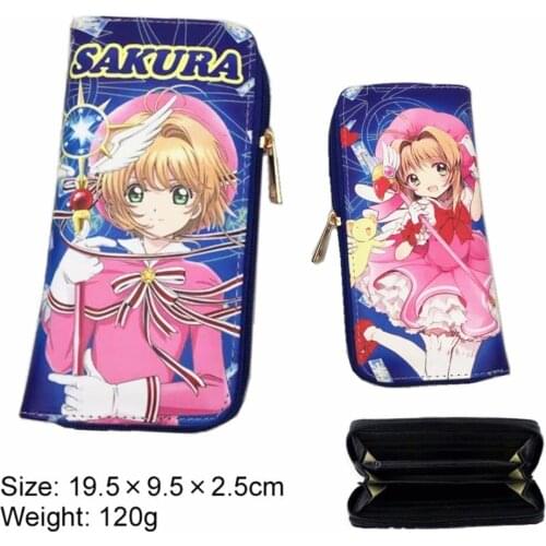 Anime Card Captor PU Wallet Zipper Casual Cartoon Credit ID Card Coin Holders Leather Layers Purse Boys Girls Students Handbag